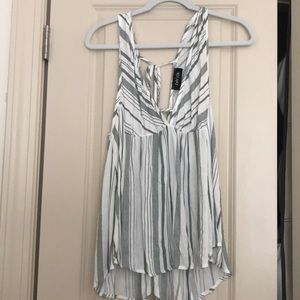 Sage green Vertical Striped flowy tank top